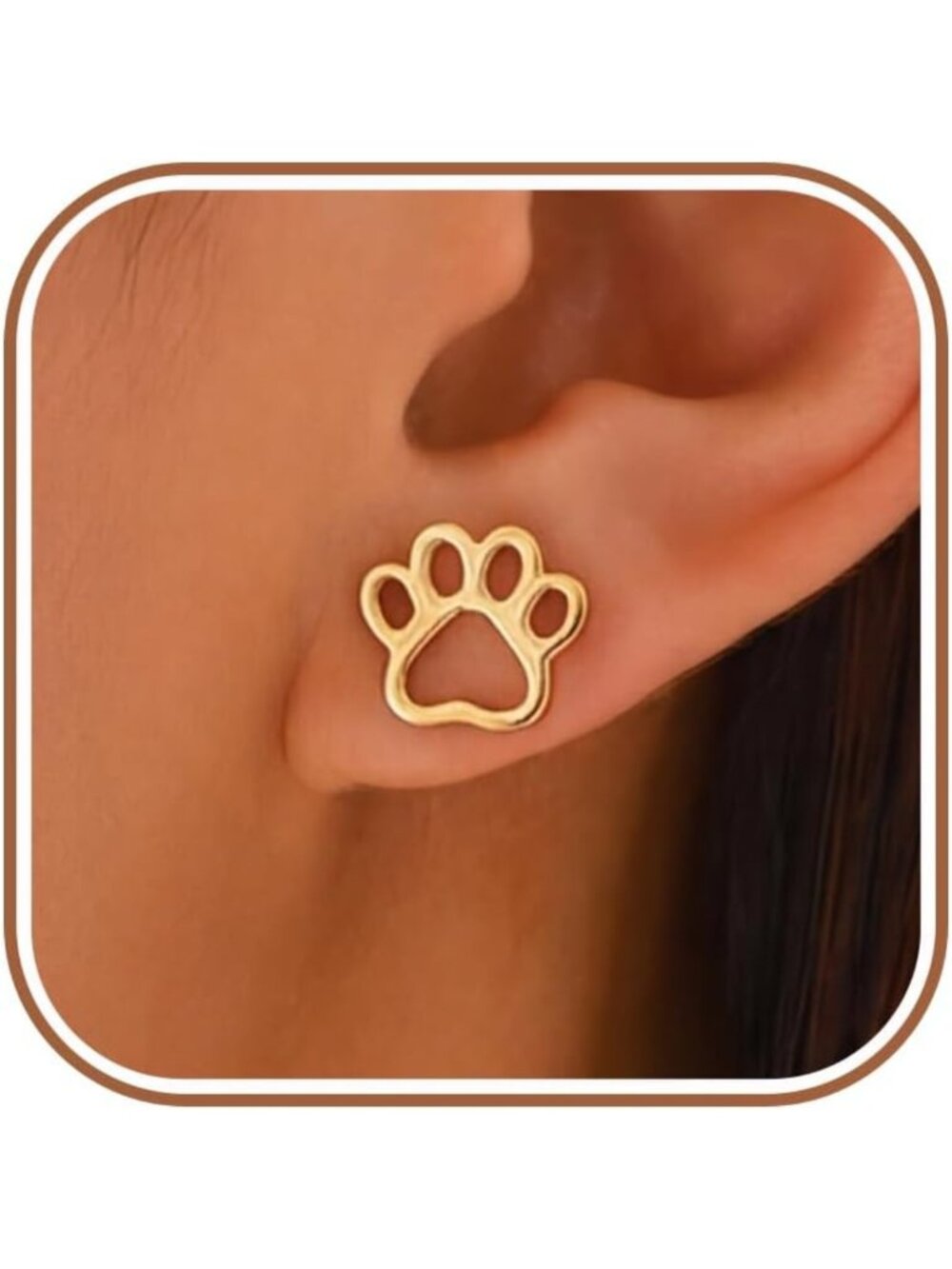 Sterling Silver Dog Paw Print Stud Earrings for Women - Cute Animal Jewelry